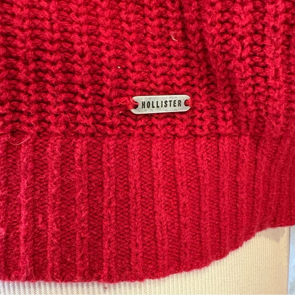 Hollister Waffle Knit Cropped Red Sweater Wmn’s M Valentines - Picture 2 of 11